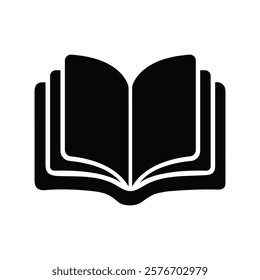 Open book icon. Book icon silhouette, Textbook icon. Vector illustration