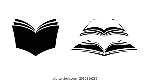Open Book Icon Silhouette Vector. Open Book Icon Vector – Silhouette Library, Reading, and Education Symbol Design