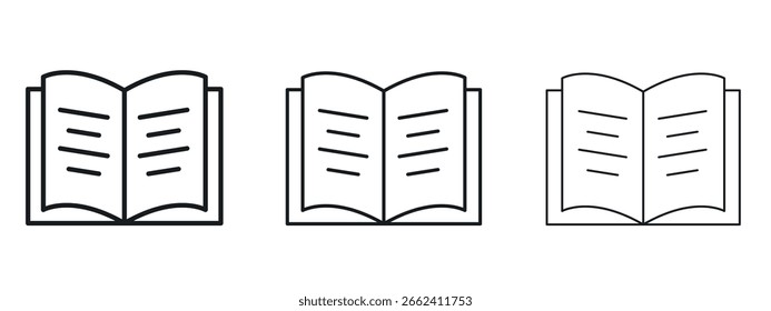 open book icon diseño de línea simple - Ilustración vectorial simple