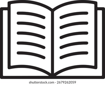 Open book icon simple line art symbol for knowledge and education