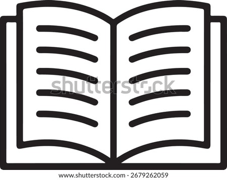 Open book icon simple line art symbol for knowledge and education