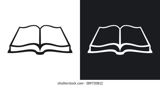Open book icon, stock vector. Two-tone version on black and white background