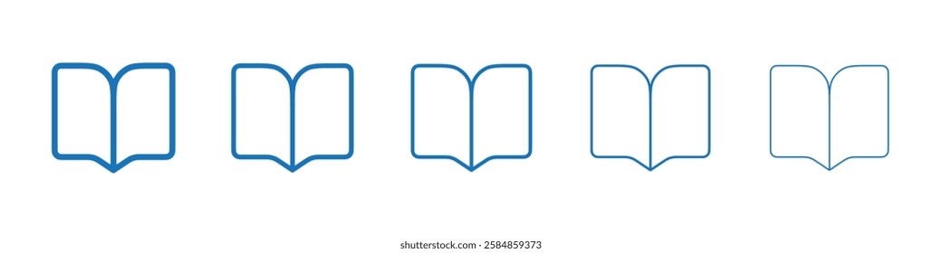 Open book icon Symbol collection thin outline set