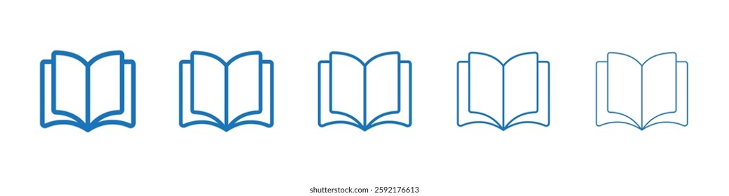 open book icon Symbol collection thin outline set