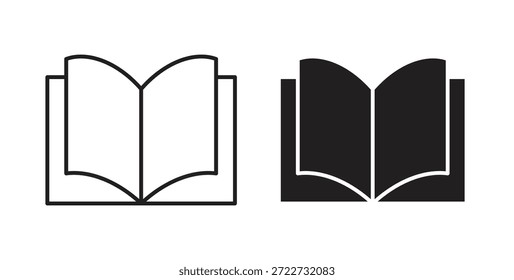 Abrir símbolo de icono de libro. Vector EPS 10. icono de línea y glifo