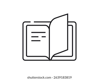 Open Book icon with text. Literature, student black book for college

