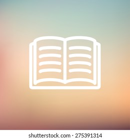 Open book icon thin line for web and mobile, modern minimalistic flat design. Vector white icon on gradient mesh background.