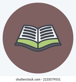 Open Book Icon in trendy color mate style isolated on soft blue background