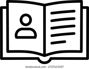 Buch-Symbol mit Benutzerprofil und Kontaktinformationen für Adressbuch öffnen