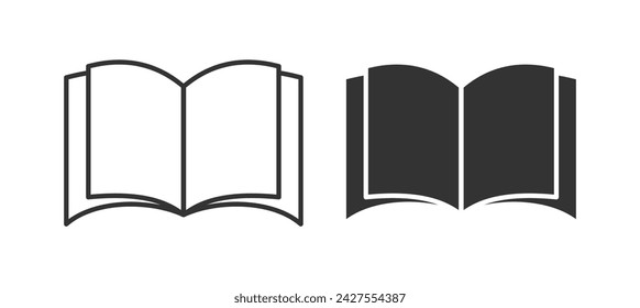 open book icon vector. black outline isolated white background