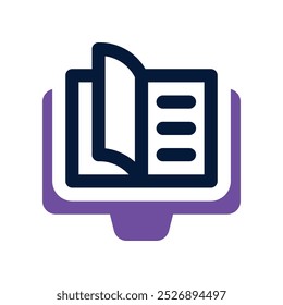 Icono de libro abierto. Icono de Vector de doble tono para su Sitio web, móvil, presentación y diseño de logotipo.
