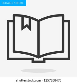 Open Book Icon Vector Editable Stroke