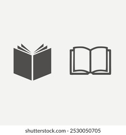 Vector de iconos de libro abierto. Educación, literatura, libro de texto, concepto de Biblioteca. Leer, estudiar o aprender