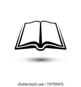 Open book icon. Vector flat black and white sign