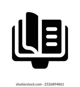Icono de libro abierto Icono de glifo de Vector para su Sitio web, móvil, presentación y diseño de logotipo.
