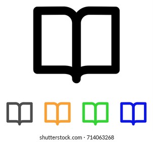 Open Book icon. Vector illustration style is a flat linear iconic open book symbol with black, gray, green, blue, yellow color variants. Designed for web and software interfaces.