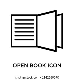 Open book icon vector isolated on white background for your web and mobile app design, Open book logo concept