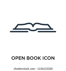 Open book icon vector isolated on white background, Open book transparent sign , thin pictogram or outline symbol design in linear style