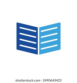 open book icon vector or logo illustration glyph blue color style	