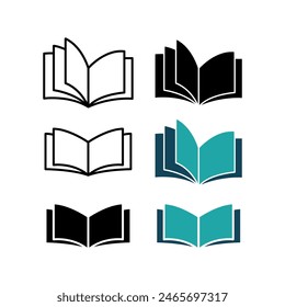 Abrir Vector de icono de libro en conjunto