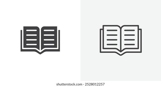 Ícone Abrir livro ícone do vetor definido em preto e branco.