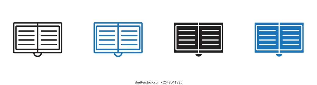 Open book icon Vector set outline