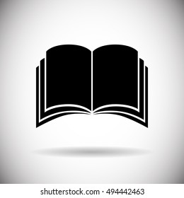 Open Book Icon Web Application Button Flat Vector Illustration