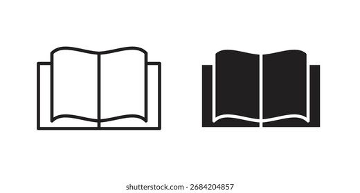 open book icon for web designs. outline and clipart icons set