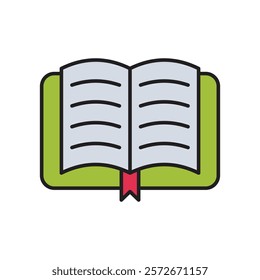 Open Book icon with white background vector stock illustration