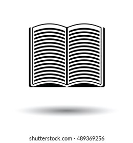 Open book icon. White background with shadow design. Vector illustration.