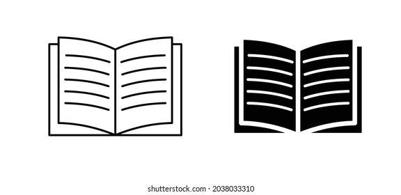 The open book icon in white backround. simple book logo, novel. EPS 10.