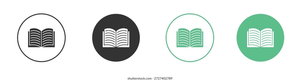 Conjunto de concepto de iconos de libro abierto. Ilustraciones vectoriales de glifos