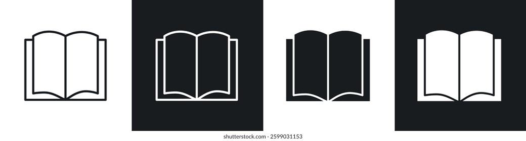 Open Book icons in flat and linear vector illustration on white background.