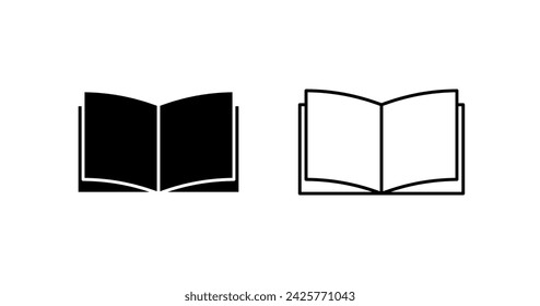 Abra los iconos del libro. Iconos de libros abiertos, lineales, diseño de libros. Iconos vectoriales