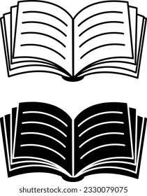 Open Book Icons for School or Library. Vector Illustration of a School Textbook. Education and Study. Literacy Day. Sign of the Encyclopedia of Wisdom