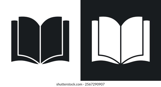 open book icons in solid black and white colors