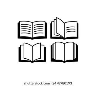 open book icons symbol vector design black white color flat illustration collection set isolated 