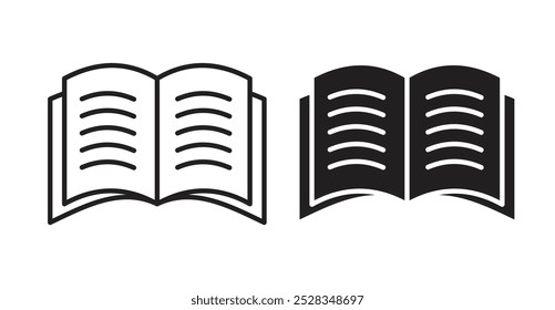 Open Book icons. Vector set in filled and line style.