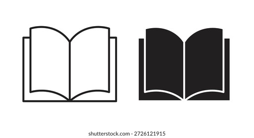 open book icons vector symbol with editable stroke and flat versions