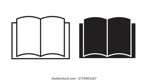 Iconos de libro abierto, símbolos de Vector. Signo plano lleno