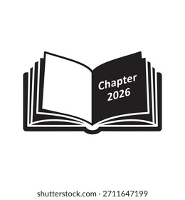 Eine offene Buchillustration mit dem Titel Chapter 2026, die Storytelling, persönliches Wachstum, neue Anfänge und den Beginn einer inspirierenden und sinnvollen Reise ins neue Jahr symbolisiert.