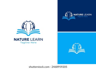 Open Book illustration logo. Library logo design. Education logo template