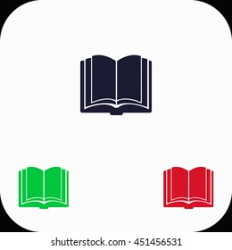 Open book Illustration set. Blue, green, red icon.