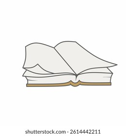 An open book illustration showcasing blank pages invites creativity and storytelling. Ideal for educational, literary, and artistic projects. Perfect for backgrounds or digital designs.