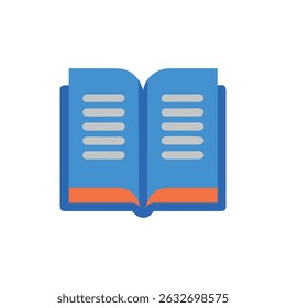 Open book illustration with simple flat design on White