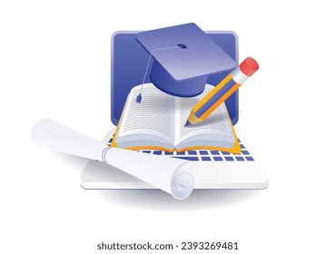 Open book infographic concept online school education symbol