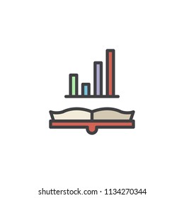 Open book infographic filled outline icon, line vector sign, linear colorful pictogram isolated on white. Business Education symbol, logo illustration. Pixel perfect vector graphics