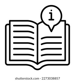 Offenes Buch mit Informationszeichen, Vektordesign des Informationsbuchs