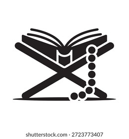 An open book and islamic prayer beads a symbol of faith and knowledge