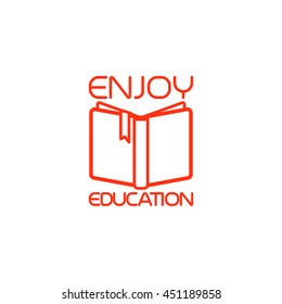 Open book isolated icon with text enjoy education. Vector illustration
